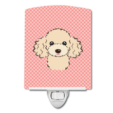 Load image into Gallery viewer, Checkerboard Pink Buff Poodle Ceramic Night Light BB1258CNL