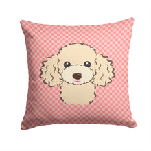Load image into Gallery viewer, Checkerboard Pink Buff Poodle Canvas Throw Pillow - 14x14 Decorative Pillow – Art for Your Home &amp; Patio BB1258PW1414