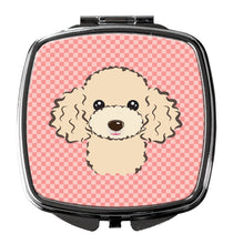 Load image into Gallery viewer, Checkerboard Pink Buff Poodle Compact Mirror – Stylish Purse Mirror with Artistic Covers BB1258SCM