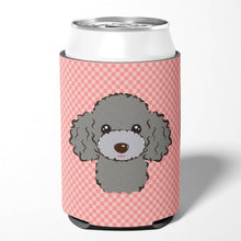 Load image into Gallery viewer, Checkerboard Pink Silver Gray Poodle Can or Bottle Hugger BB1259CC