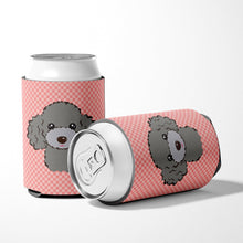 Load image into Gallery viewer, Checkerboard Pink Silver Gray Poodle Can or Bottle Hugger BB1259CC