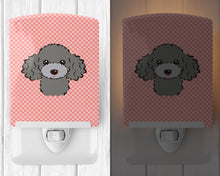 Load image into Gallery viewer, Checkerboard Pink Silver Gray Poodle Ceramic Night Light BB1259CNL