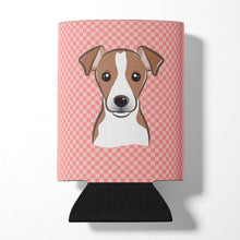 Load image into Gallery viewer, Checkerboard Pink Jack Russell Terrier Can or Bottle Hugger BB1260CC