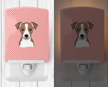 Load image into Gallery viewer, Checkerboard Pink Jack Russell Terrier Ceramic Night Light BB1260CNL