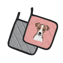 Load image into Gallery viewer, Checkerboard Pink Jack Russell Terrier Pot Holders - Set of 2 - Heat-Resistant Kitchen Essentials BB1260PTHD