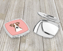 Load image into Gallery viewer, Checkerboard Pink Jack Russell Terrier Compact Mirror – Stylish Purse Mirror with Artistic Covers BB1260SCM