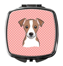 Load image into Gallery viewer, Checkerboard Pink Jack Russell Terrier Compact Mirror – Stylish Purse Mirror with Artistic Covers BB1260SCM