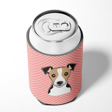 Load image into Gallery viewer, Checkerboard Pink Jack Russell Terrier Can or Bottle Hugger BB1261CC