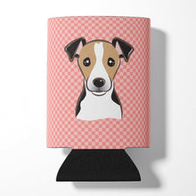 Load image into Gallery viewer, Checkerboard Pink Jack Russell Terrier Can or Bottle Hugger BB1261CC