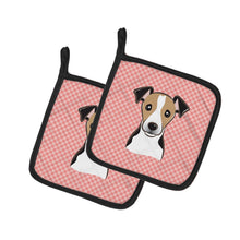 Load image into Gallery viewer, Checkerboard Pink Jack Russell Terrier Pot Holders - Set of 2 - Heat-Resistant Kitchen Essentials BB1261PTHD