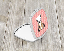 Load image into Gallery viewer, Checkerboard Pink Jack Russell Terrier Compact Mirror – Stylish Purse Mirror with Artistic Covers BB1261SCM