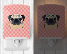 Load image into Gallery viewer, Checkerboard Pink Fawn Pug Ceramic Night Light BB1262CNL