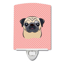 Load image into Gallery viewer, Checkerboard Pink Fawn Pug Ceramic Night Light BB1262CNL