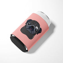 Load image into Gallery viewer, Checkerboard Pink Black Pug Can or Bottle Hugger BB1263CC