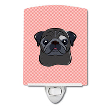 Load image into Gallery viewer, Checkerboard Pink Black Pug Ceramic Night Light BB1263CNL