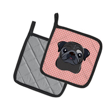 Load image into Gallery viewer, Checkerboard Pink Black Pug Pot Holders - Set of 2 - Heat-Resistant Kitchen Essentials BB1263PTHD