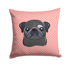 Load image into Gallery viewer, Checkerboard Pink Black Pug Canvas Throw Pillow - 14x14 Decorative Pillow – Art for Your Home &amp; Patio BB1263PW1414