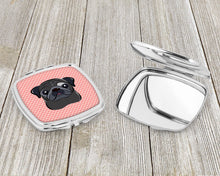 Load image into Gallery viewer, Checkerboard Pink Black Pug Compact Mirror – Stylish Purse Mirror with Artistic Covers BB1263SCM