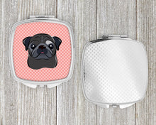 Load image into Gallery viewer, Checkerboard Pink Black Pug Compact Mirror – Stylish Purse Mirror with Artistic Covers BB1263SCM