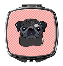 Load image into Gallery viewer, Checkerboard Pink Black Pug Compact Mirror – Stylish Purse Mirror with Artistic Covers BB1263SCM