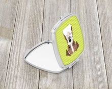 Load image into Gallery viewer, Checkerboard Lime Green Jack Russell Terrier Compact Mirror – Stylish Purse Mirror with Artistic Covers BB1264SCM
