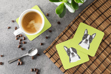 Load image into Gallery viewer, Checkerboard Lime Green Boston Terrier Coasters - Set of 4 Lightweight Foam, Absorbent Drink Coasters BB1265FC