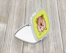 Load image into Gallery viewer, Checkerboard Lime Green Yorkie Yorkshire Terrier Compact Mirror – Stylish Purse Mirror with Artistic Covers BB1266SCM