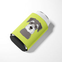 Load image into Gallery viewer, Checkerboard Lime Green Schnauzer Can or Bottle Hugger BB1268CC