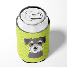Load image into Gallery viewer, Checkerboard Lime Green Schnauzer Can or Bottle Hugger BB1268CC