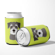 Load image into Gallery viewer, Checkerboard Lime Green Schnauzer Can or Bottle Hugger BB1268CC