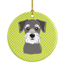 Load image into Gallery viewer, Checkerboard Lime Green Schnauzer Ceramic Ornament BB1268CO1