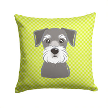 Load image into Gallery viewer, Checkerboard Lime Green Schnauzer Canvas Throw Pillow - 14x14 Decorative Pillow – Art for Your Home &amp; Patio BB1268PW1414