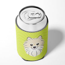 Load image into Gallery viewer, Checkerboard Lime Green Pomeranian Can or Bottle Hugger BB1269CC