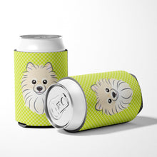 Load image into Gallery viewer, Checkerboard Lime Green Pomeranian Can or Bottle Hugger BB1269CC