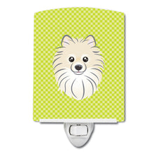 Load image into Gallery viewer, Checkerboard Lime Green Pomeranian Ceramic Night Light BB1269CNL