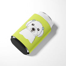 Load image into Gallery viewer, Checkerboard Lime Green Maltese Can or Bottle Hugger BB1270CC
