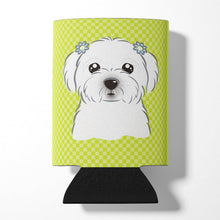 Load image into Gallery viewer, Checkerboard Lime Green Maltese Can or Bottle Hugger BB1270CC