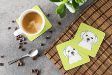 Load image into Gallery viewer, Checkerboard Lime Green Maltese Coasters - Set of 4 Lightweight Foam, Absorbent Drink Coasters BB1270FC