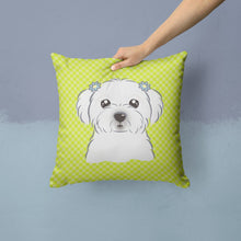 Load image into Gallery viewer, Checkerboard Lime Green Maltese Canvas Throw Pillow - 14x14 Decorative Pillow – Art for Your Home &amp; Patio BB1270PW1414