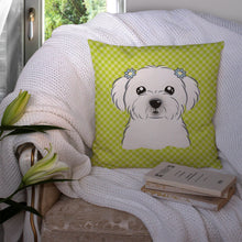 Load image into Gallery viewer, Checkerboard Lime Green Maltese Canvas Throw Pillow - 14x14 Decorative Pillow – Art for Your Home &amp; Patio BB1270PW1414