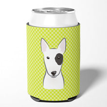 Load image into Gallery viewer, Checkerboard Lime Green Bull Terrier Can or Bottle Hugger BB1271CC