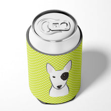 Load image into Gallery viewer, Checkerboard Lime Green Bull Terrier Can or Bottle Hugger BB1271CC