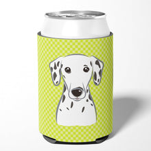 Load image into Gallery viewer, Checkerboard Lime Green Dalmatian Can or Bottle Hugger BB1272CC