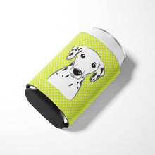 Load image into Gallery viewer, Checkerboard Lime Green Dalmatian Can or Bottle Hugger BB1272CC