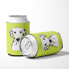 Load image into Gallery viewer, Checkerboard Lime Green Dalmatian Can or Bottle Hugger BB1272CC