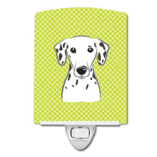 Load image into Gallery viewer, Checkerboard Lime Green Dalmatian Ceramic Night Light BB1272CNL