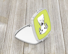 Load image into Gallery viewer, Checkerboard Lime Green Dalmatian Compact Mirror – Stylish Purse Mirror with Artistic Covers BB1272SCM