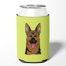 Load image into Gallery viewer, Checkerboard Lime Green German Shepherd Can or Bottle Hugger BB1273CC