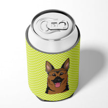 Load image into Gallery viewer, Checkerboard Lime Green German Shepherd Can or Bottle Hugger BB1273CC
