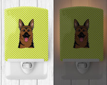 Load image into Gallery viewer, Checkerboard Lime Green German Shepherd Ceramic Night Light BB1273CNL